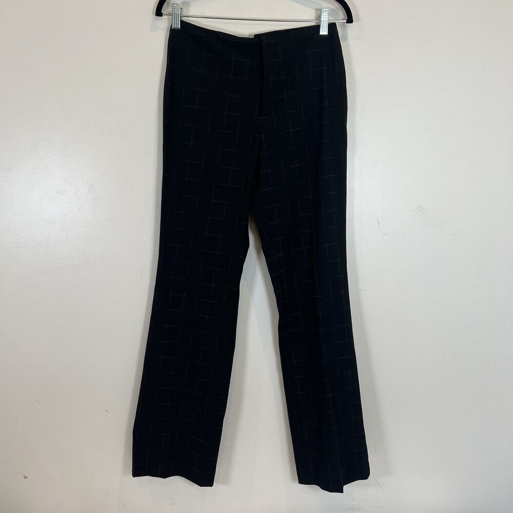 Crosby. NWOT Bootcut Dress Pants Black Square Print Poly Blend Stretch 6